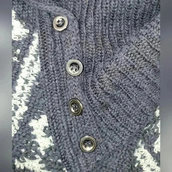 Free People Wool Blend Aztec Chunky Knit Boxy Cropped Cowl Neck Sweater … - Picture 10 of 11